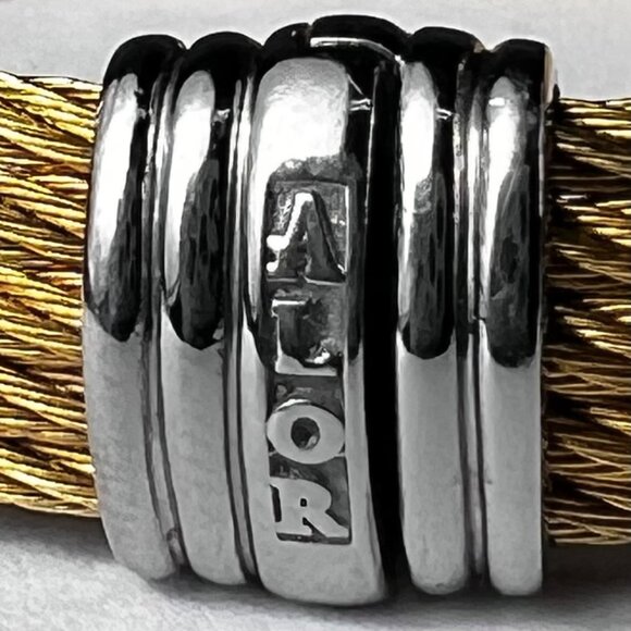ALOR Classique18k White Gold and Yellow Stainless Steel Cable Bracelet - Picture 3 of 7